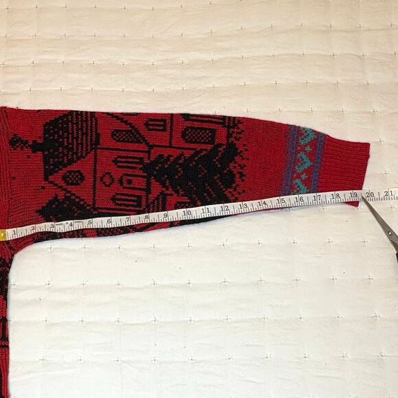 Vintage Alps Wool Cardigan Sweater Women's M | Red Nordic Christmas Preppy - Picture 10 of 11